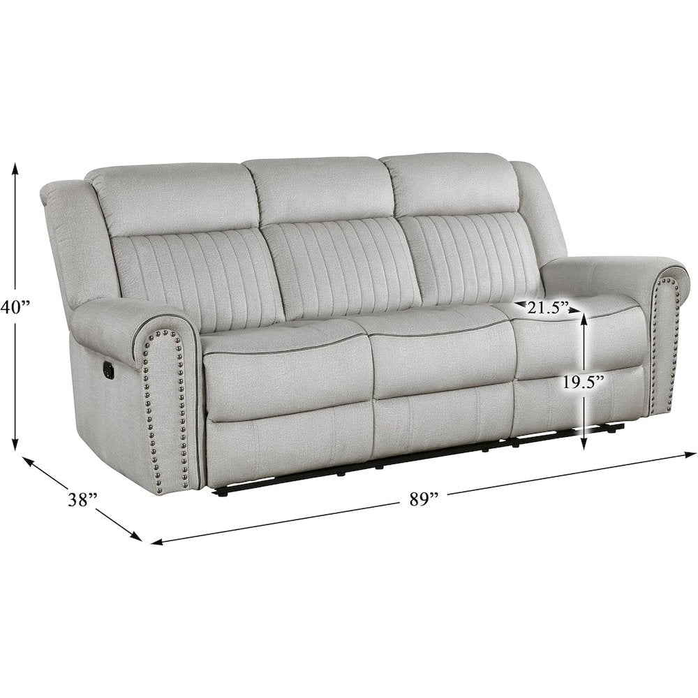 Lexicon Brennen Microfiber Double Reclining Sofa in Mist