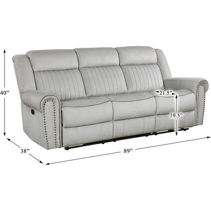 Lexicon Brennen Microfiber Double Reclining Sofa in Mist