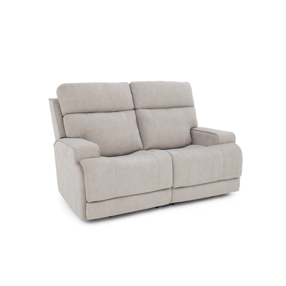 Gray Leather Loveseat with Power Recline and Adjustable Headrests for Comfort