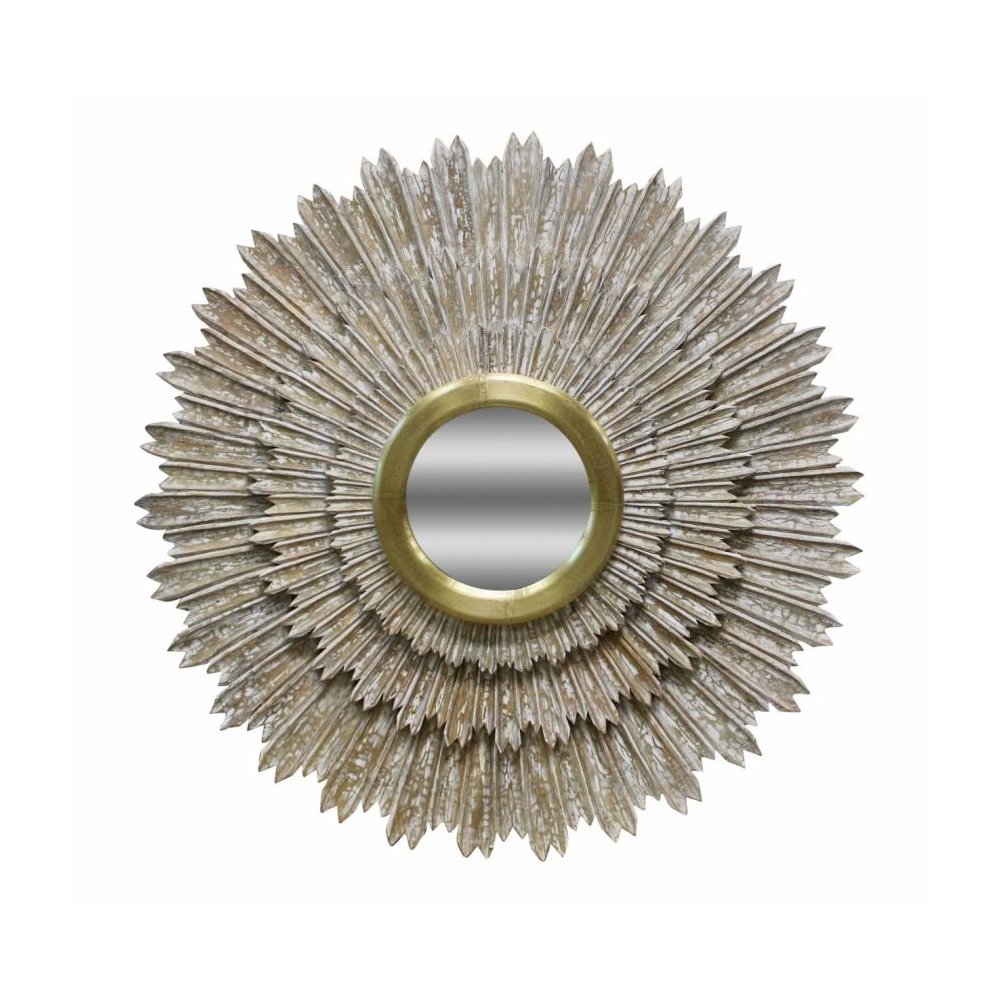 Transitional Falcon Sunburst Wall Décor with Mirror