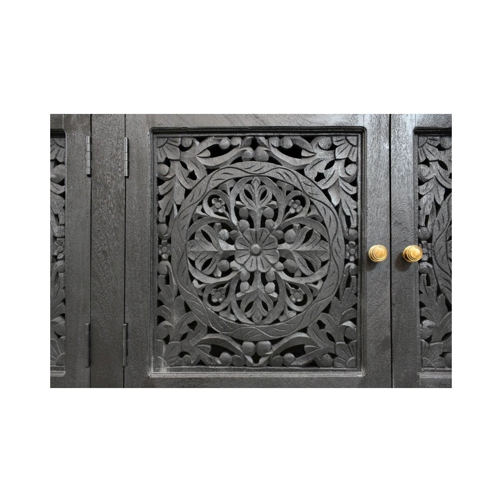 Weatherly 4-Door Media Cabinet in Charcoal Grey