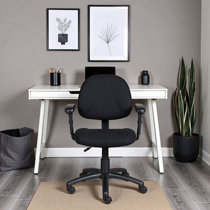 Black Office Chair With Adjustable Arms, Desk Chair Comfy For Home Office