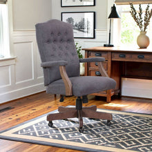 Tufted Executive Desk Chair in Slate Gray Faux Leather
