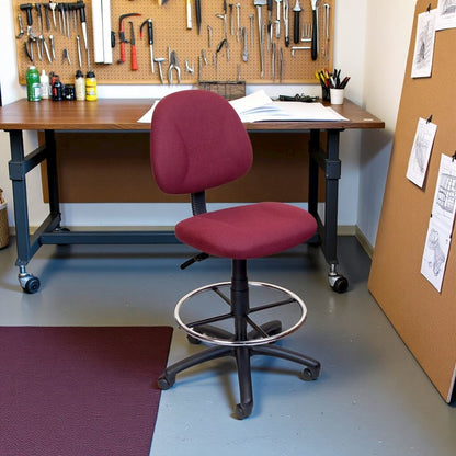 Burgundy Drafting Chair, Tall Office Chair For Standing Or Tall Desk Use