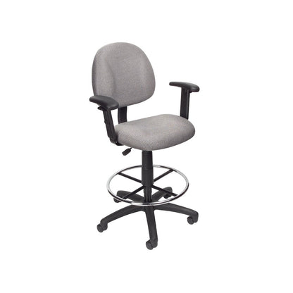 Boss Drafting Stool (B315-Gy) W/Footring And Adjustable Arms