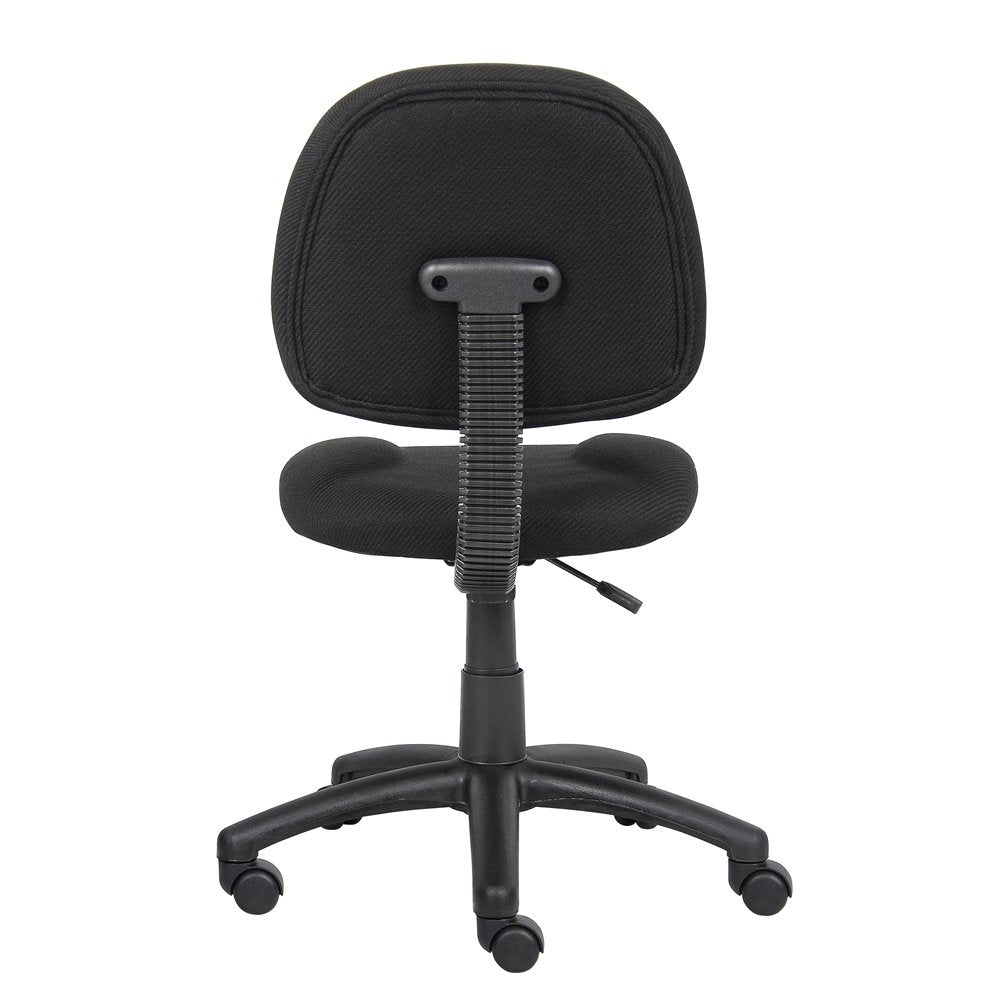 Black Armless Office Chair With Wheels, Ideal Desk Chair For Sewing Tasks