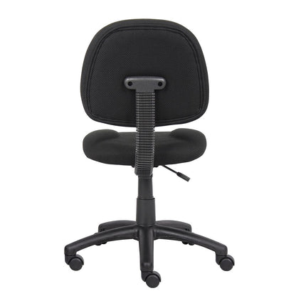 Black Armless Office Chair With Wheels, Ideal Desk Chair For Sewing Tasks