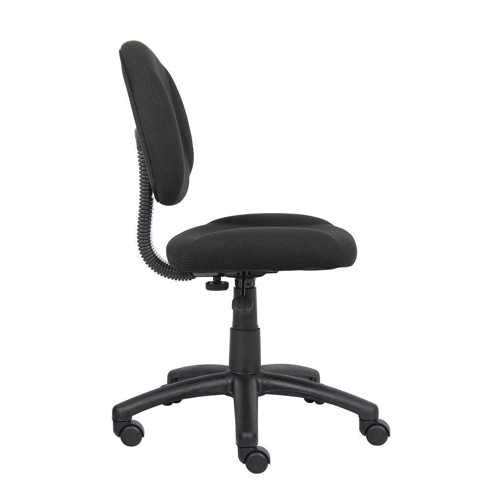 Black Armless Office Chair With Wheels, Ideal Desk Chair For Sewing Tasks