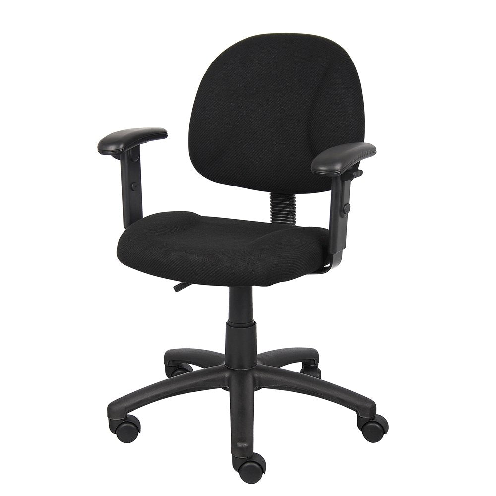 Black Office Chair With Adjustable Arms, Desk Chair Comfy For Home Office