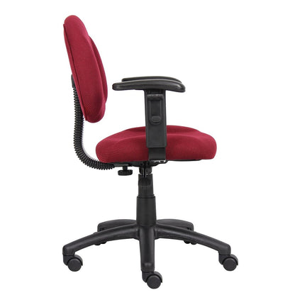 Burgundy Office Chair With Adjustable Arms, Desk Chair Comfy For Home Office