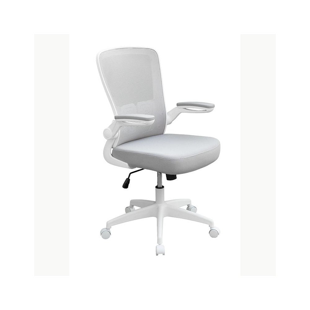 Boss Grey Mesh, Flip Arm, Task Chair, White Frame