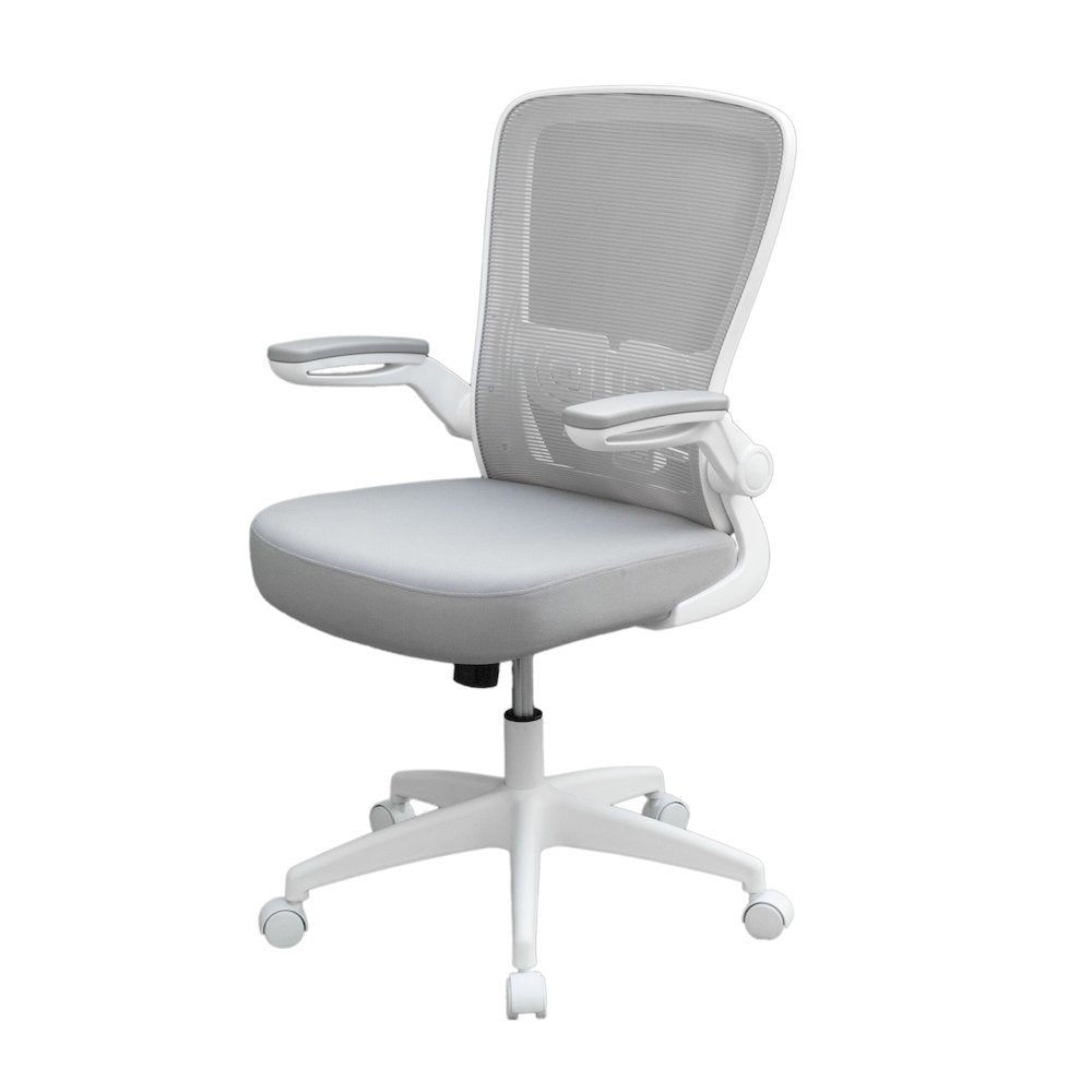 Boss Grey Mesh, Flip Arm, Task Chair, White Frame