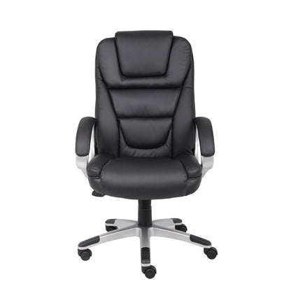 Black Leather Office Chair, Executive High Back Computer Desk Seating