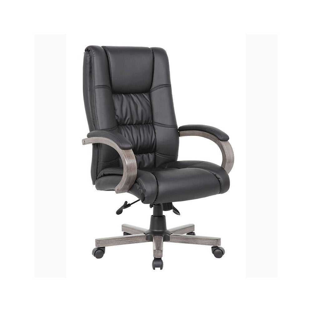 Boss High Back Executive Wood Finished Chair, Grey