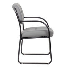 Boss Leather Sled Base Side Chair, Grey