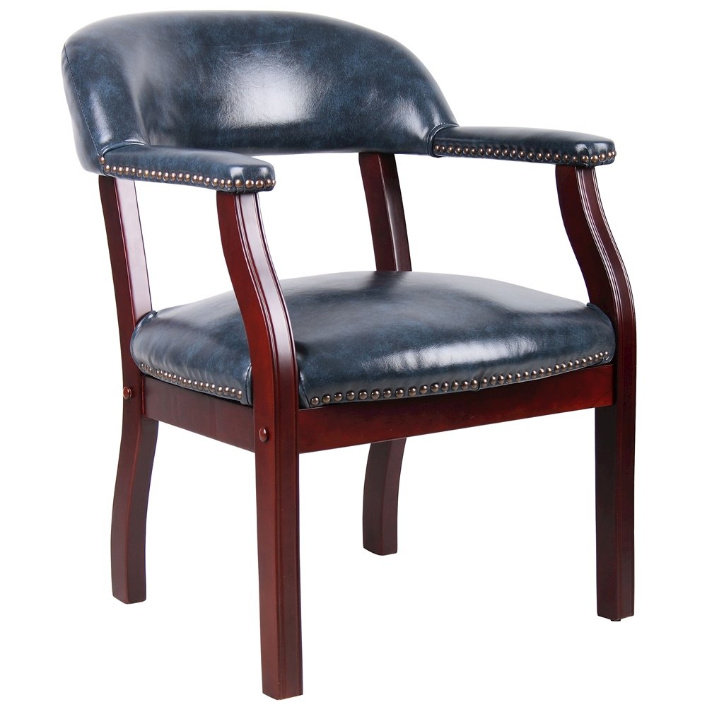 Blue Captains Chair for Office Furniture or Poker Room, No Wheels Design