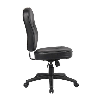 Black Leather Office Guest Chair for Client Meetings and Reception Use
