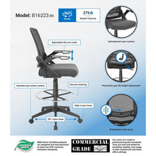 Boss Mesh Drafting Stool w/ Flip Arms