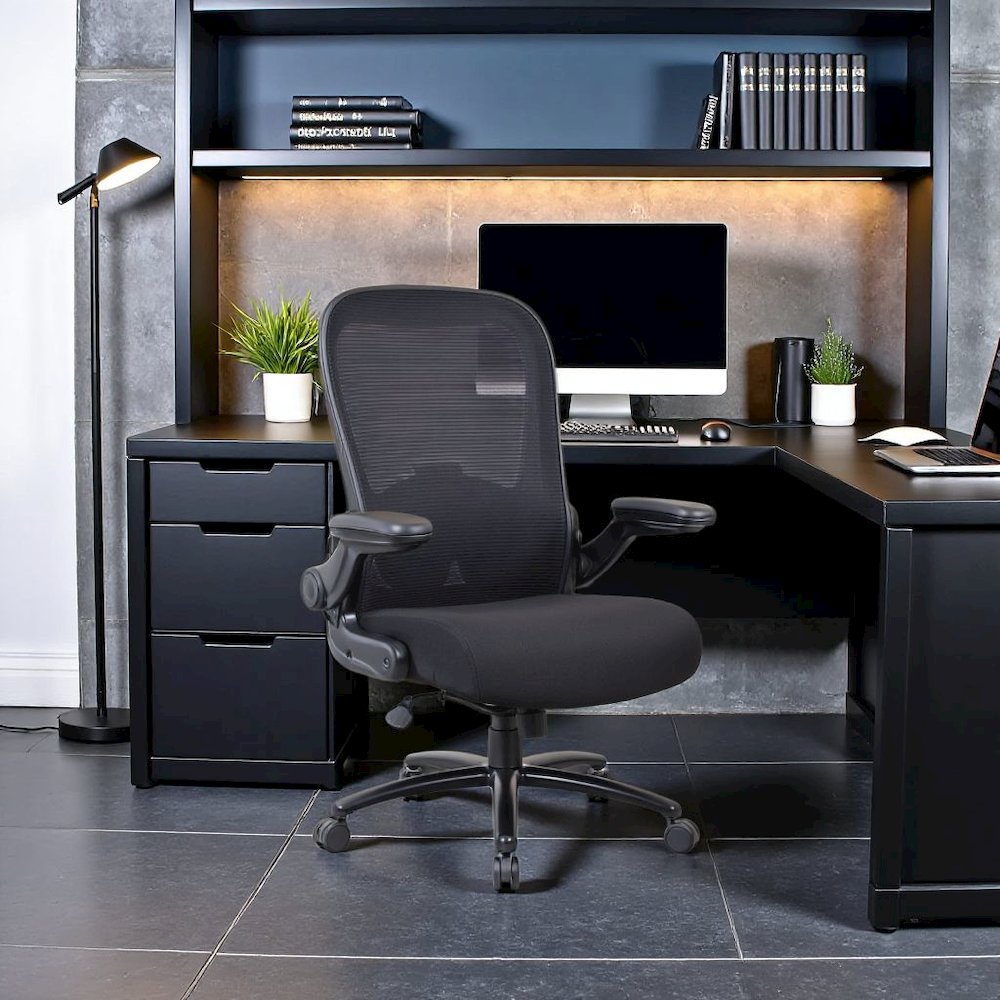 Mid-Back Black Office Guest Chair for Client Reception or Waiting Area