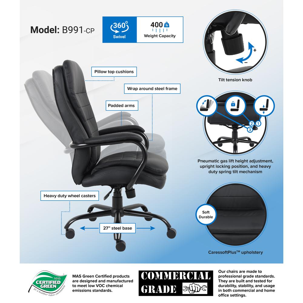 Boss Heavy Duty Double Plush CaressoftPlus Chair - 400 Lbs.