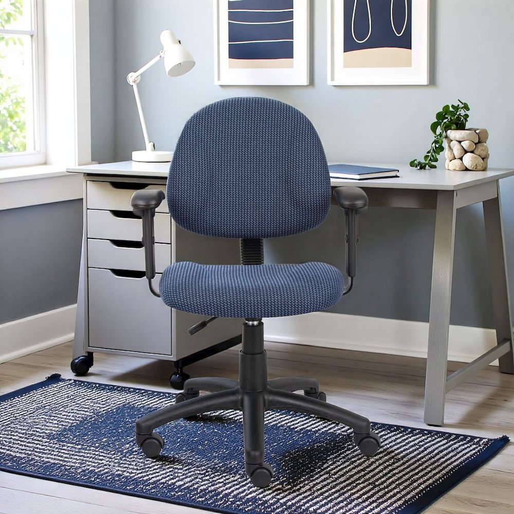 Blue Office Chair With Adjustable Arms, Desk Chair Comfy For Home Office