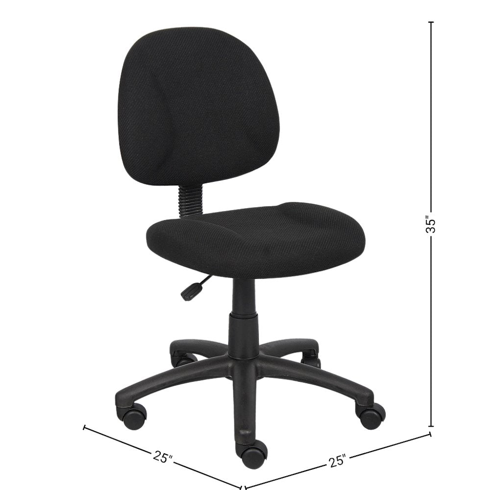 Black Armless Office Chair With Wheels, Ideal Desk Chair For Sewing Tasks