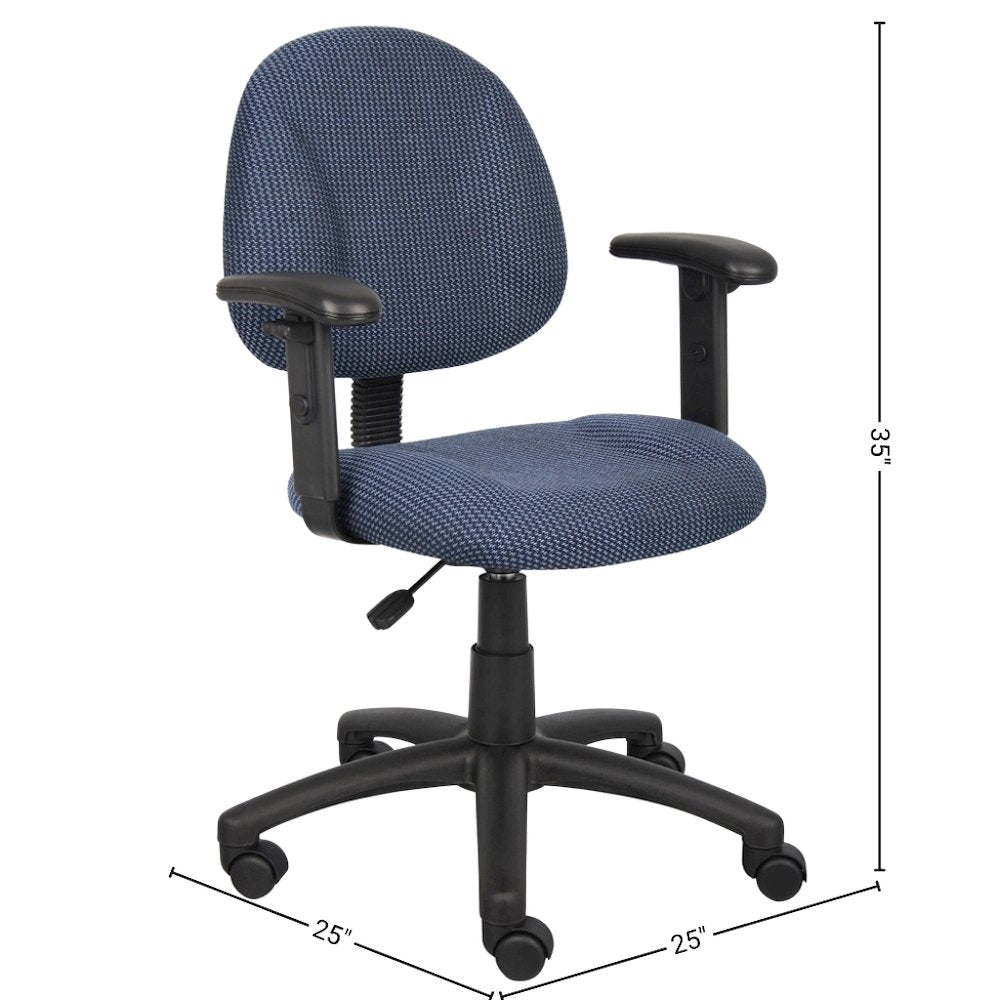 Blue Office Chair With Adjustable Arms, Desk Chair Comfy For Home Office