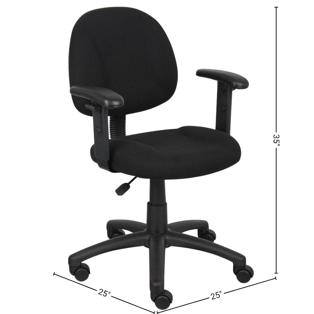 Black Office Chair With Adjustable Arms, Desk Chair Comfy For Home Office