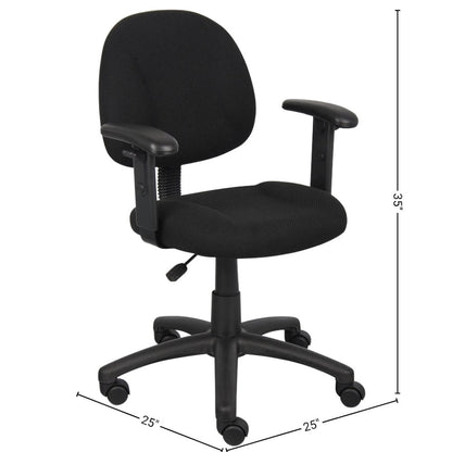 Black Office Chair With Adjustable Arms, Desk Chair Comfy For Home Office