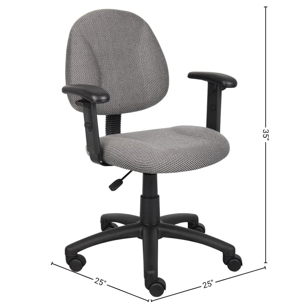Gray Office Chair With Adjustable Arms, Desk Chair Comfy For Home Office