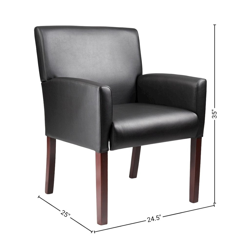 Black Reception Chair With Wood Frame, Office Guest Or Client Seating