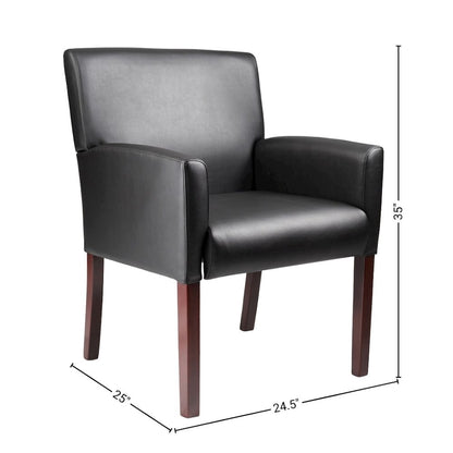 Black Reception Chair With Wood Frame, Office Guest Or Client Seating