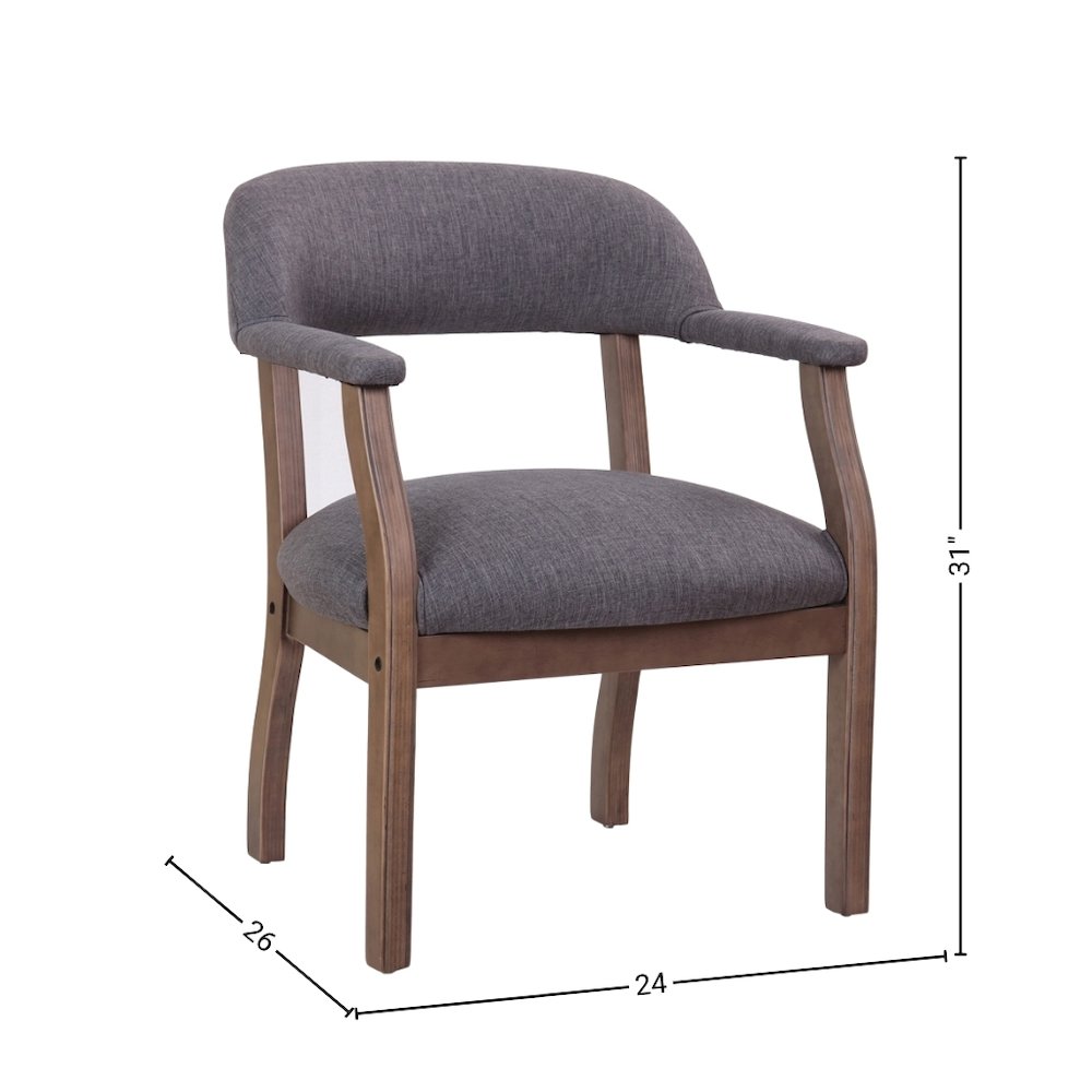 Gray Captains Chair for Office Furniture or Poker Room, No Wheels Design