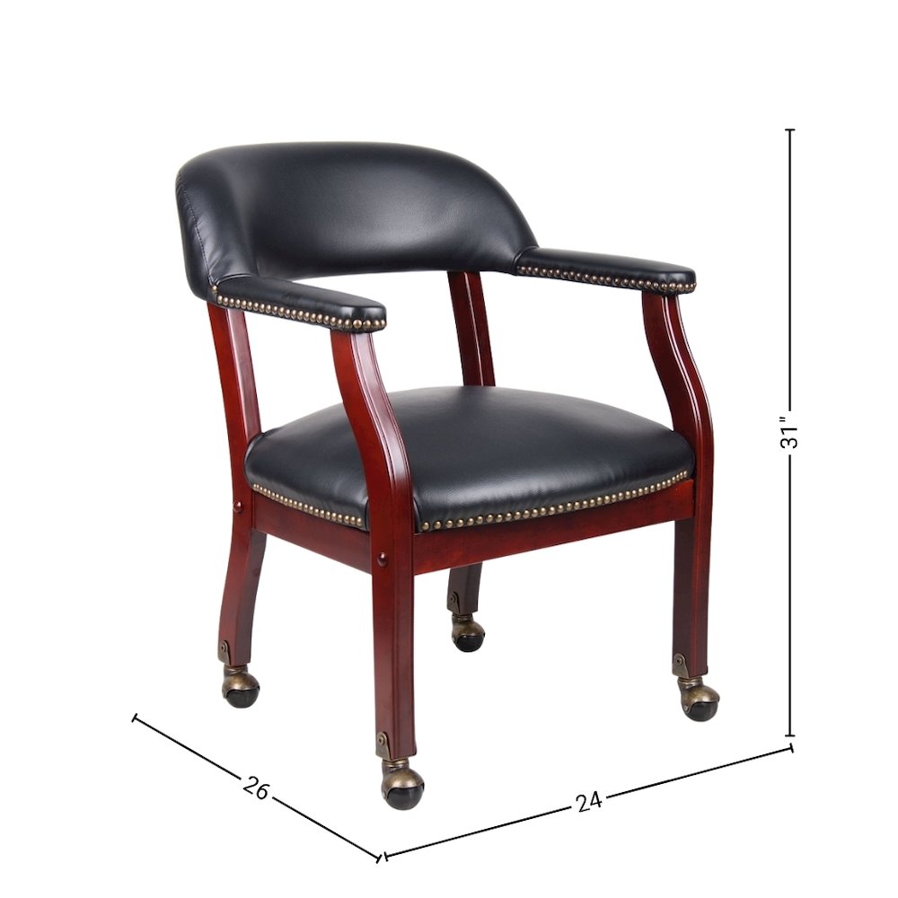 Black Wooden Chair With Arms, Dining or Kitchen Chair With Casters