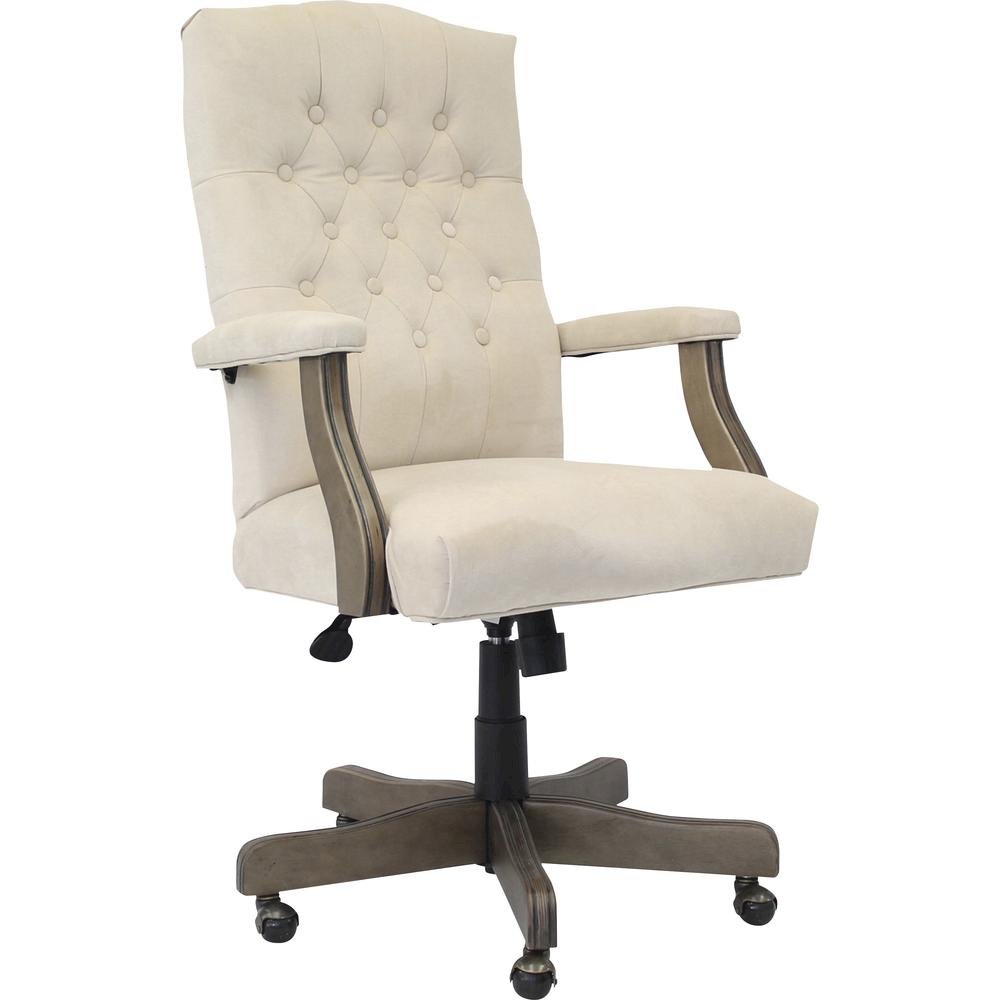 Tufted Executive Desk Chair in Champagne Faux Leather