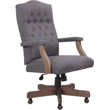 Tufted Executive Desk Chair in Slate Gray Faux Leather