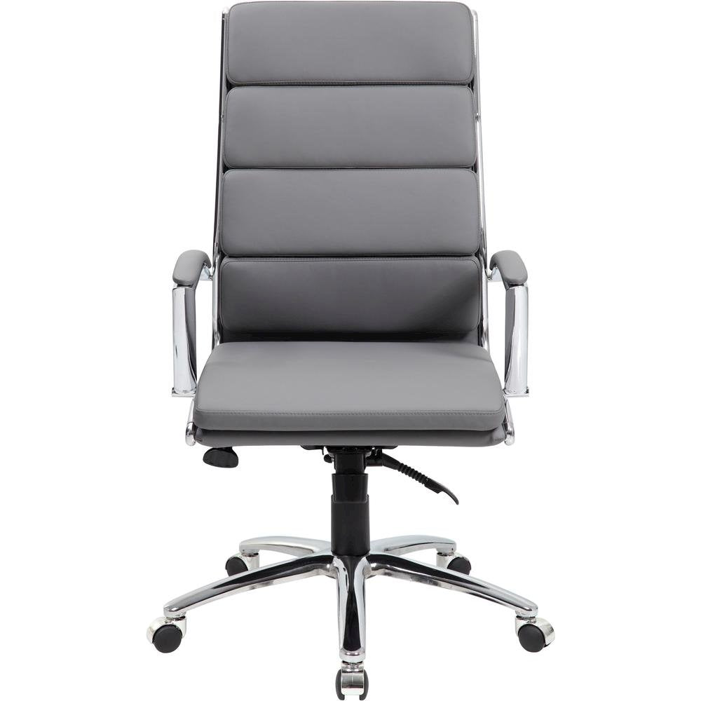 Gray Desk Chair With Chrome Base, Modern Conference Room Chair With Wheels