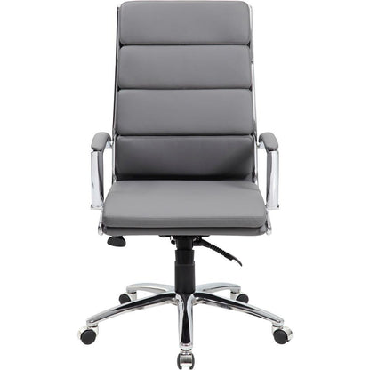 Gray Desk Chair With Chrome Base, Modern Conference Room Chair With Wheels