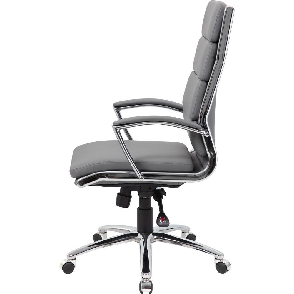 Gray Desk Chair With Chrome Base, Modern Conference Room Chair With Wheels