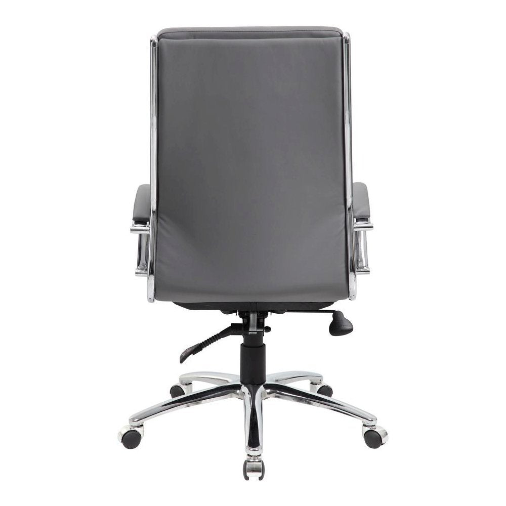Gray Desk Chair With Chrome Base, Modern Conference Room Chair With Wheels