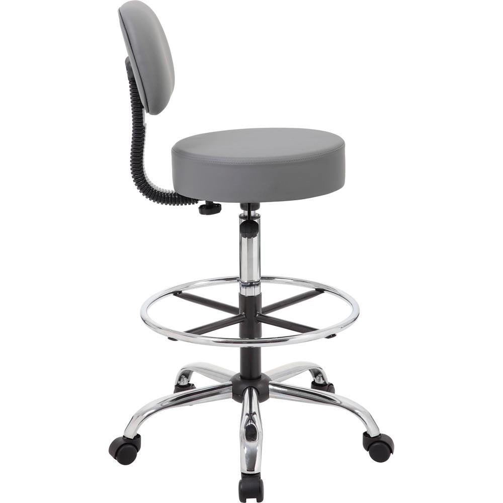 Gray Drafting Chair Office Stool With Back, Tall Work Stool On Wheels