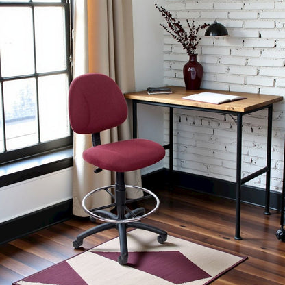 Burgundy Drafting Chair, Tall Office Chair For Standing Or Tall Desk Use