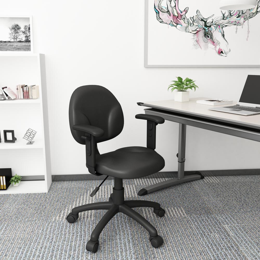 Boss Diamond Task Chair In Black Caressoft W/ Adjustable Arms