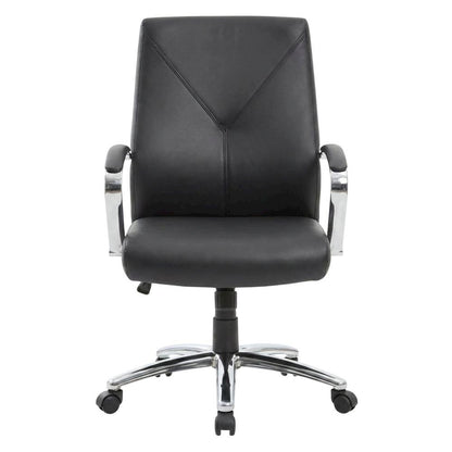 LeatherPlus High-Back Executive Office Chair with Adjustable Arms, Chrome Base