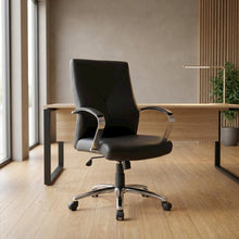 LeatherPlus High-Back Executive Office Chair with Adjustable Arms, Chrome Base