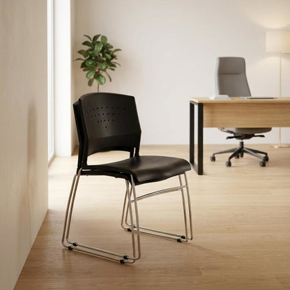 Polypropylene Stackable Chair with Chrome Sled Base for Office and Lobby, Set of 2