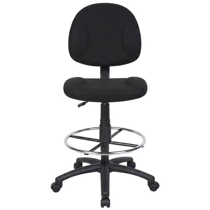 Tweed-Upholstered Drafting Stool with Footring and Adjustable Seat Height