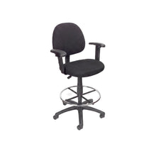 Tweed Drafting Stool with Adjustable Arms, Footring, and Nylon Base