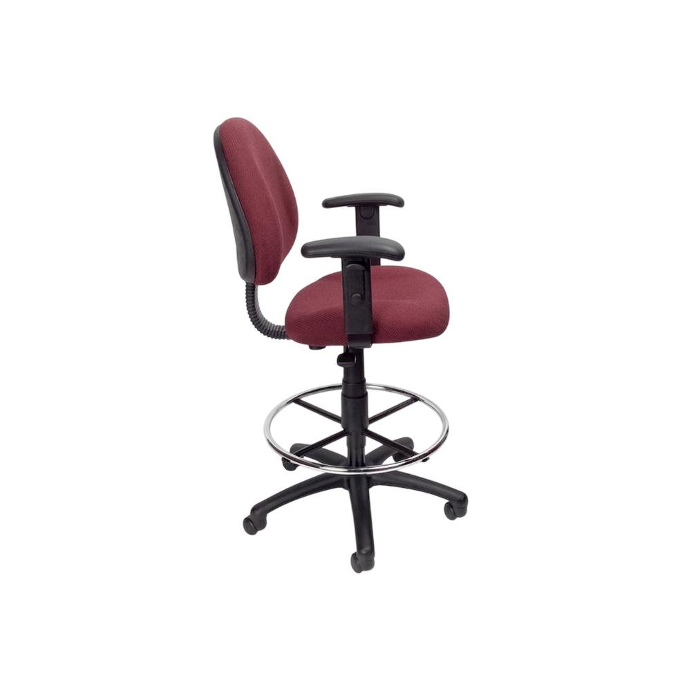 Tweed Drafting Stool with Footring, Adjustable Arms, and Ergonomic Seat