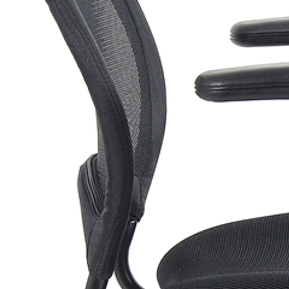 Bison Office Mesh Drafting Stool with Adjustable Arms and Nylon Base, Black
